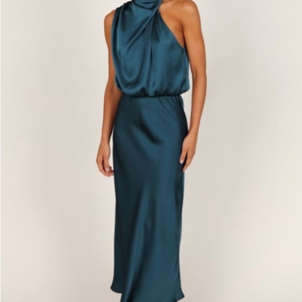 Petal and Pup Anabelle Halter Neck Midi Dress XL in Teal